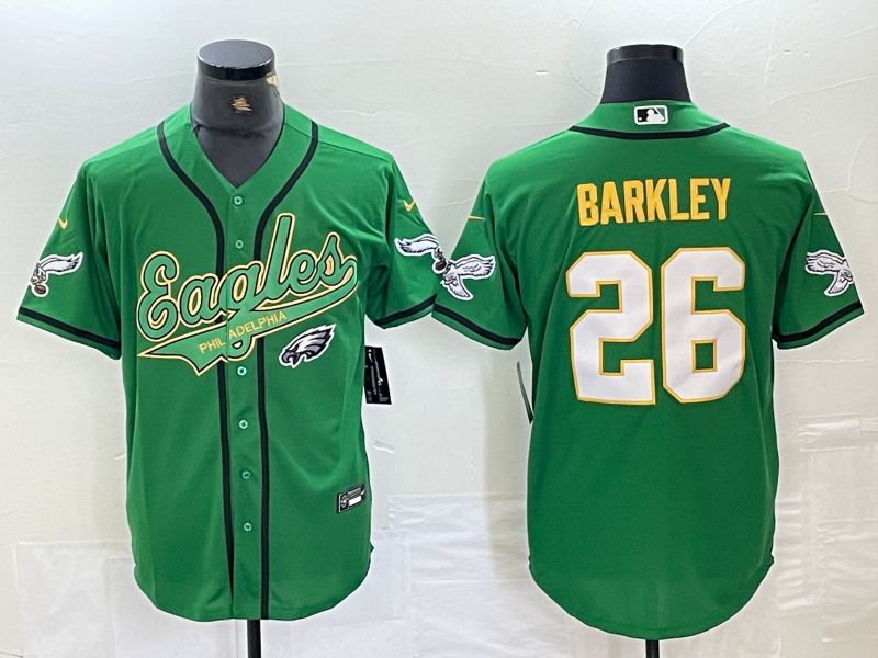 Men Philadelphia Eagles 26 Barkley Green 2024 Nike Co branded NFL Jersey style 2